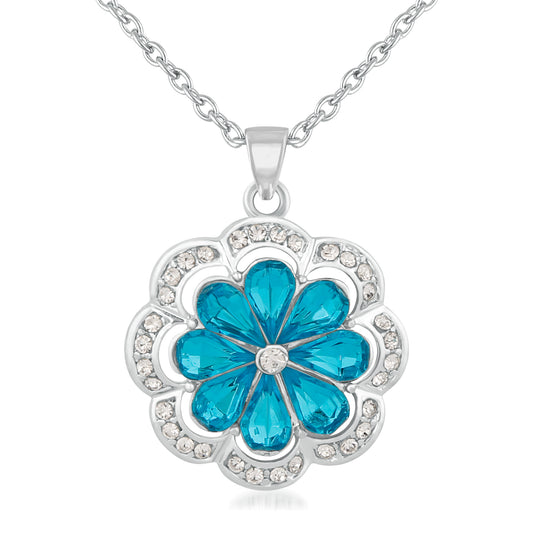 Floral Blue Crystal Pendant