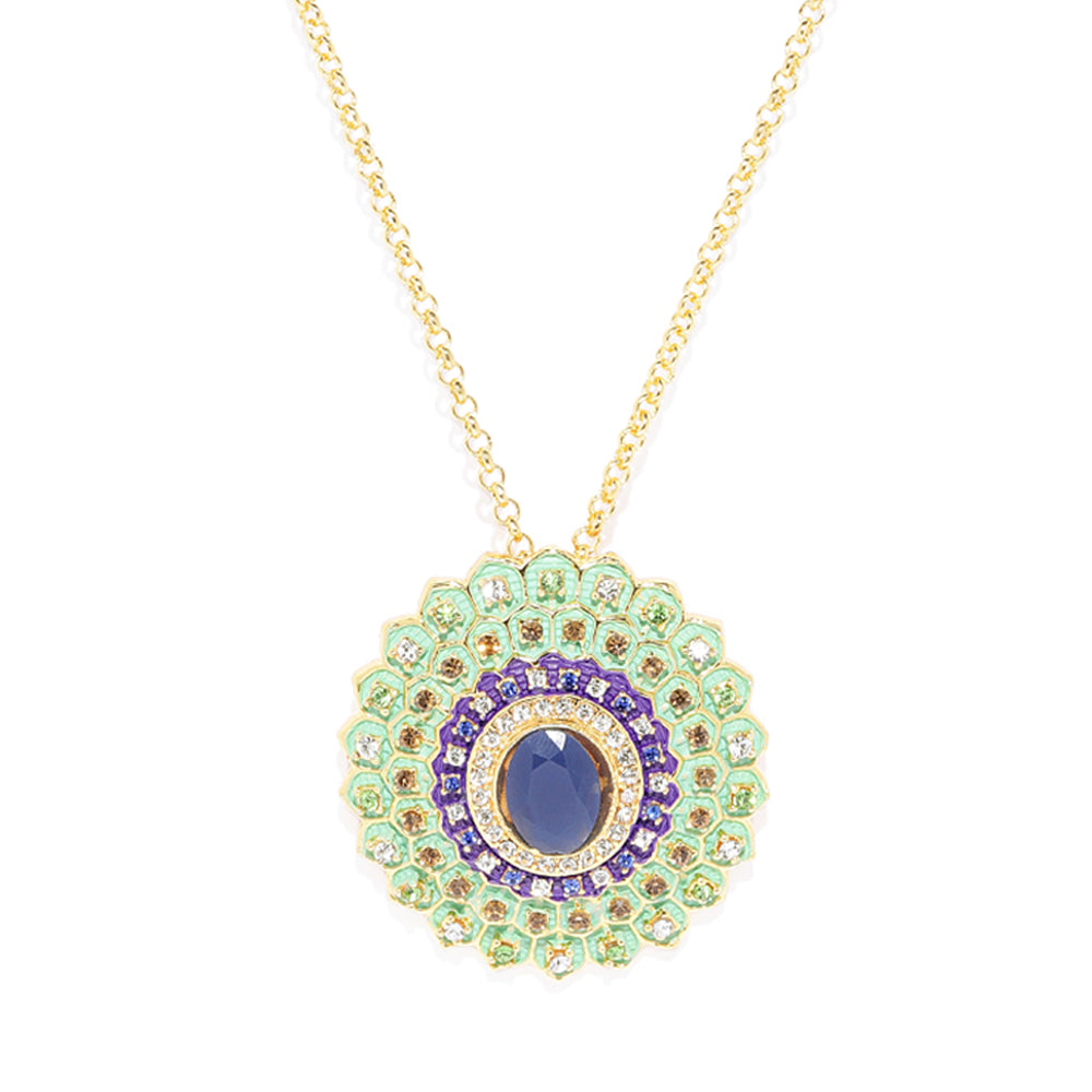 Multicolour Meenakari Crystal Pendant