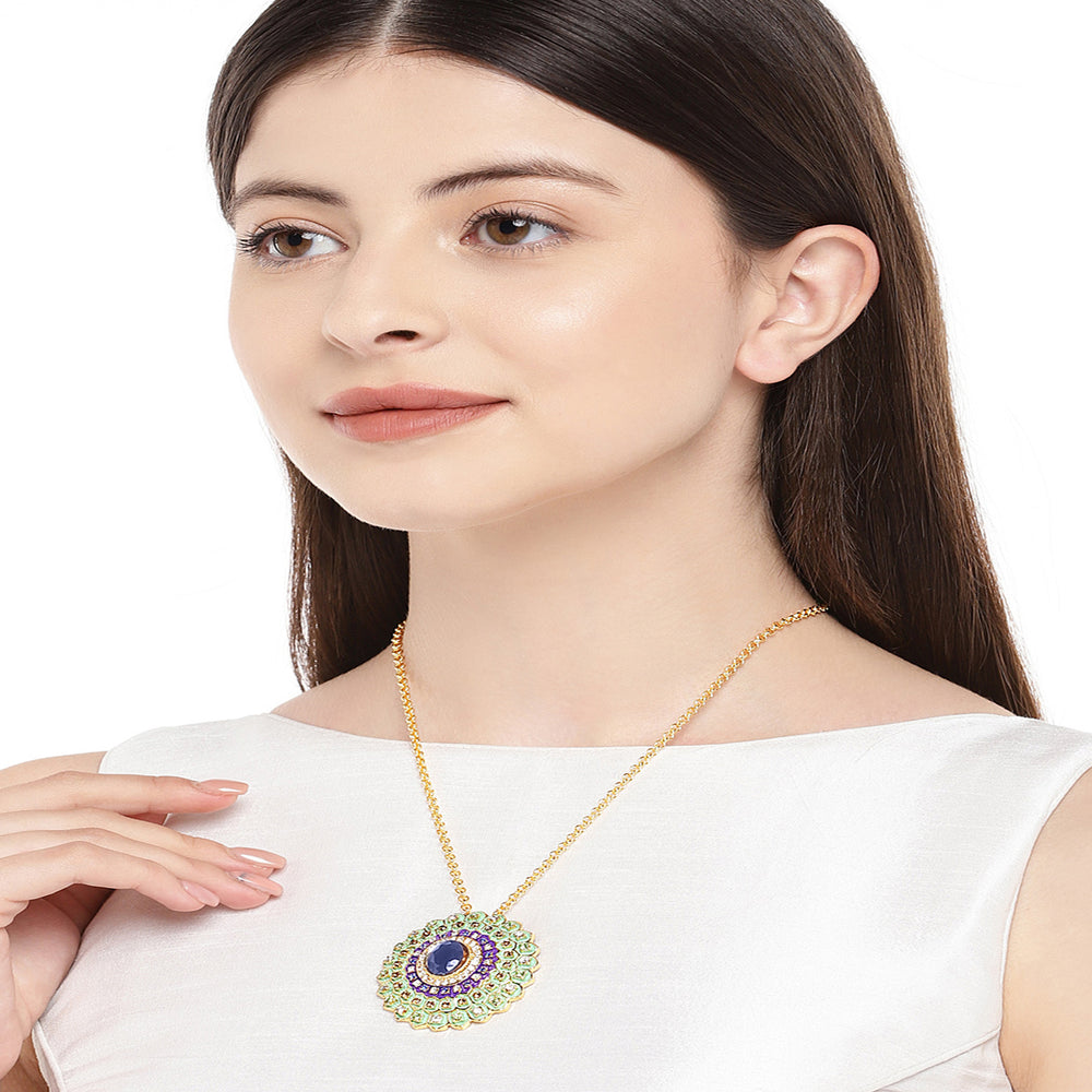 Multicolour Meenakari Crystal Pendant