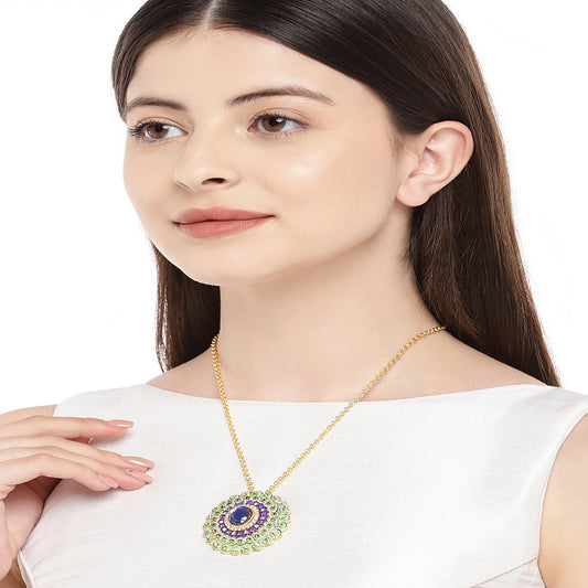 Multicolour Meenakari Crystal Pendant