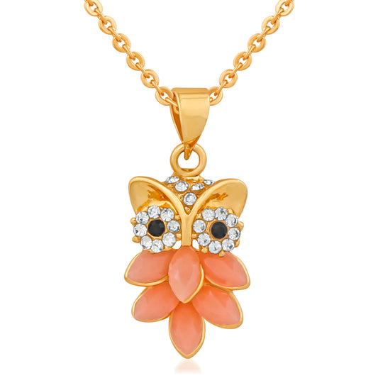Nocturnal Owl Pendant with carrot red crystals