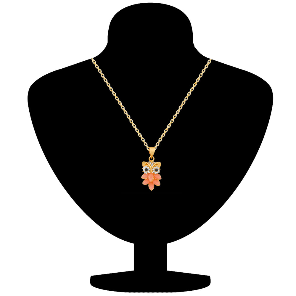 Nocturnal Owl Pendant with carrot red crystals