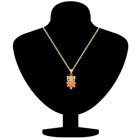 Nocturnal Owl Pendant with carrot red crystals