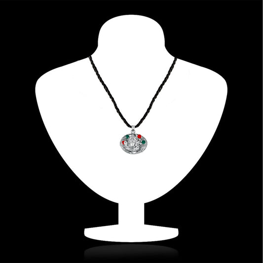 Oxidised Silver Spiritual Lord Shiva Crystal Pendant