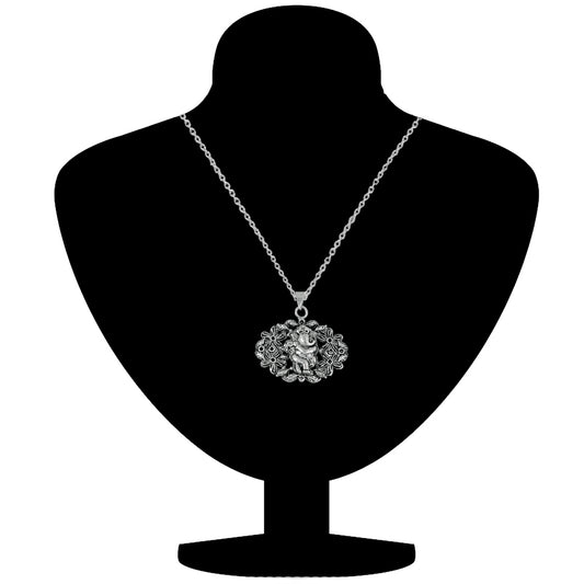 Oxidised Silver Vighnaharta Lord Ganesha Pendant