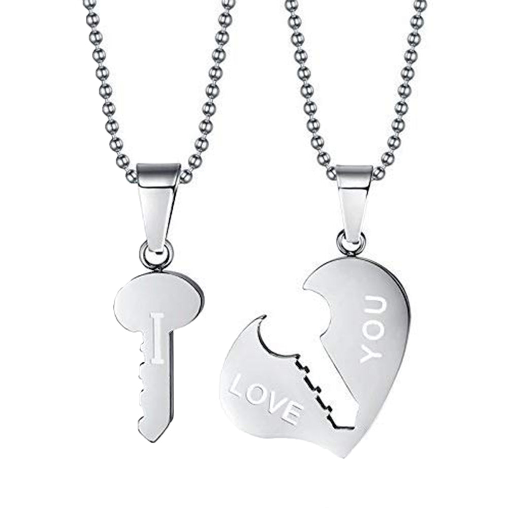 Eternal Love Heart and Key Couple Pendant