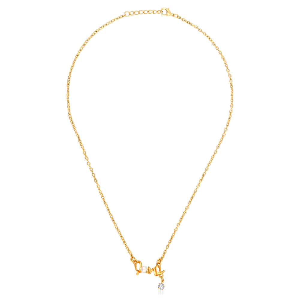 Valentine Gift Designer Love Pendant with crystal stones and artificial pearl