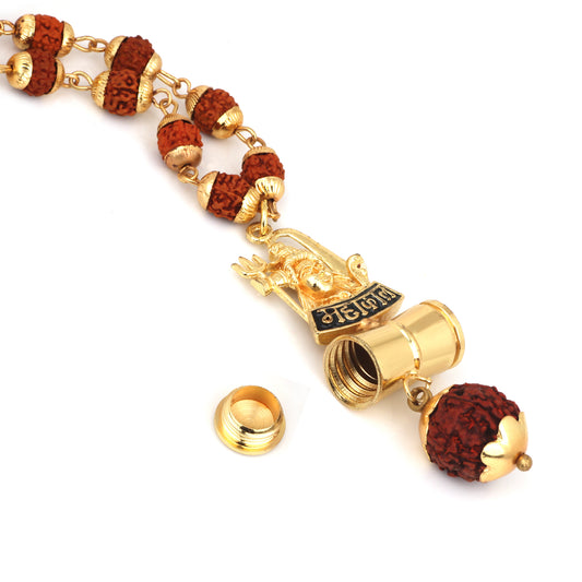 Lord Shiv / Mahakal Trishul and Damru Pendant with 24 Inch Rudraksh Mala