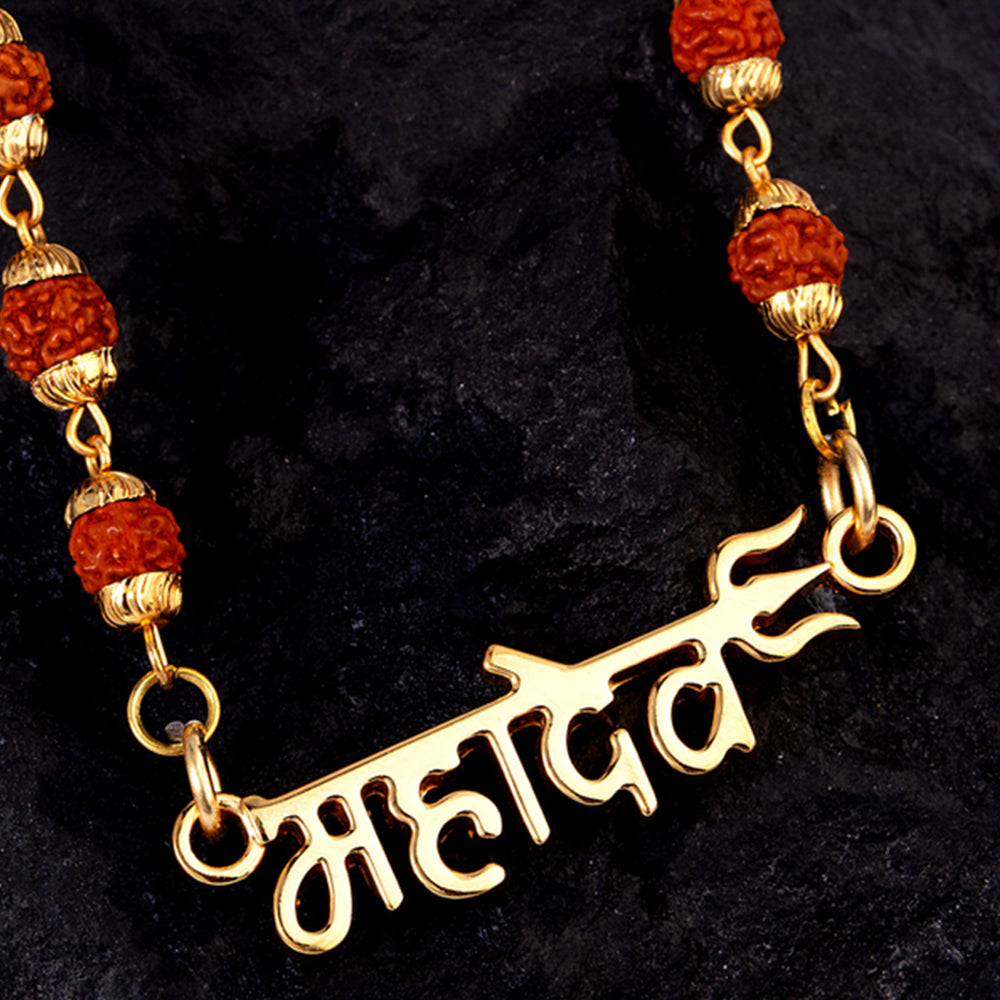 Lord Shiv / Mahadev Trishul Pendant with 24 Inch Rudraksh Mala