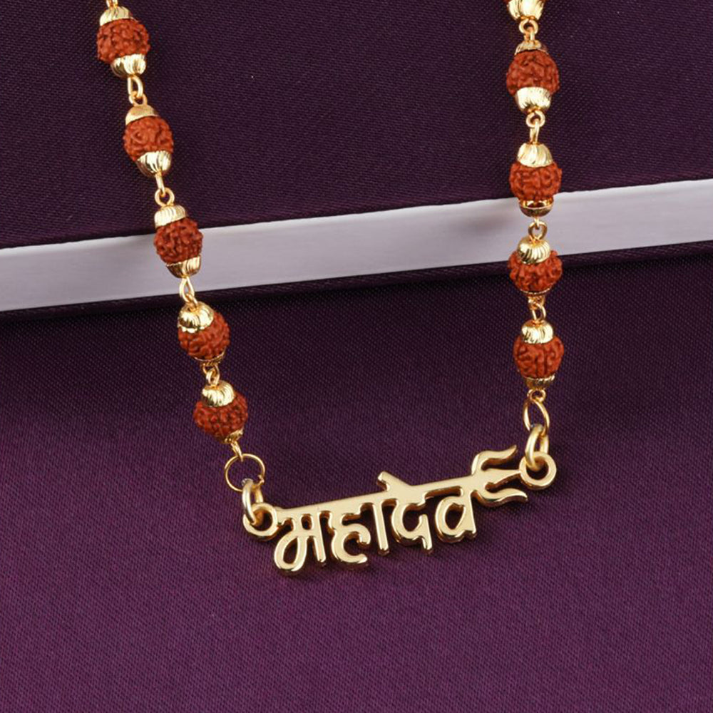 Lord Shiv / Mahadev Trishul Pendant with 24 Inch Rudraksh Mala
