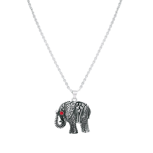 Oxidized Plated Cute Trendy Small Elephant Pendant with Chain