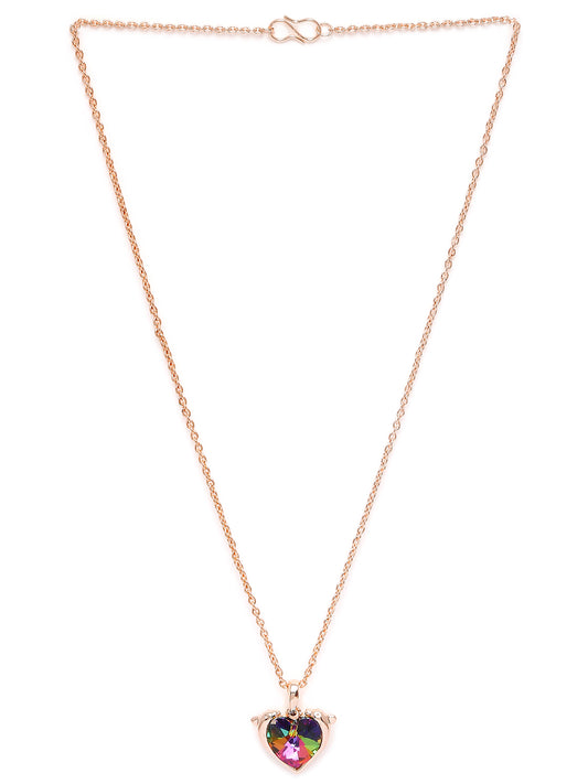 Heart Dolphino Pendant with Solitaire Multicolor Cubic Zirconia