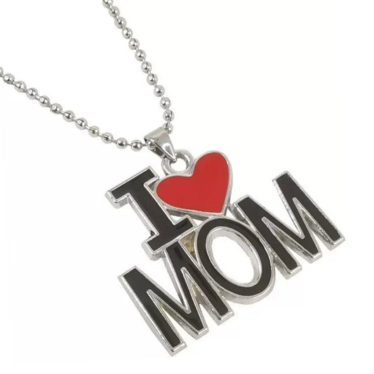 I Love Mom'' & ''I Love Dad'' Letter Heart Meena Enamelled Pendant Combo with Ball Chain