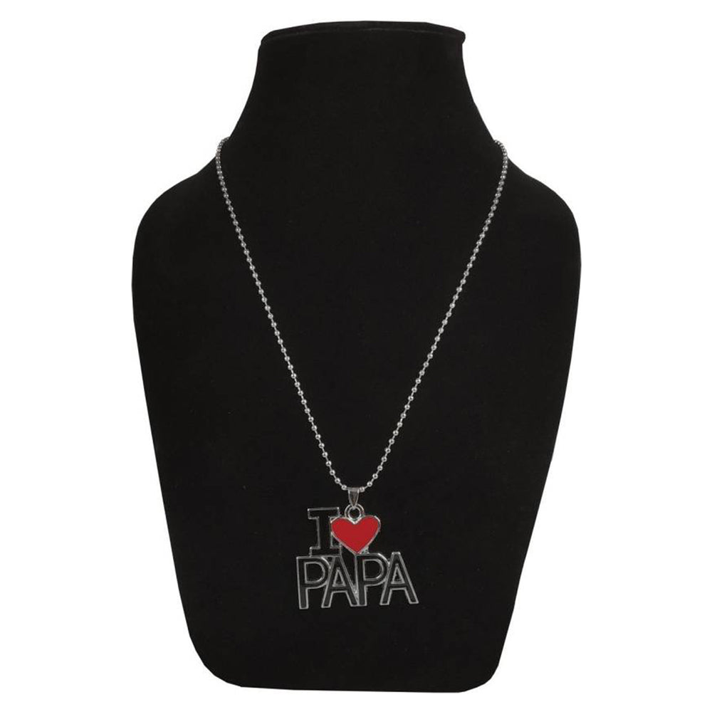 I Love Mom'' & ''I Love Dad'' Letter Heart Meena Enamelled Pendant Combo with Ball Chain
