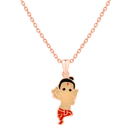 Meena Work Bal Ganesha Kids Pendant with Chain