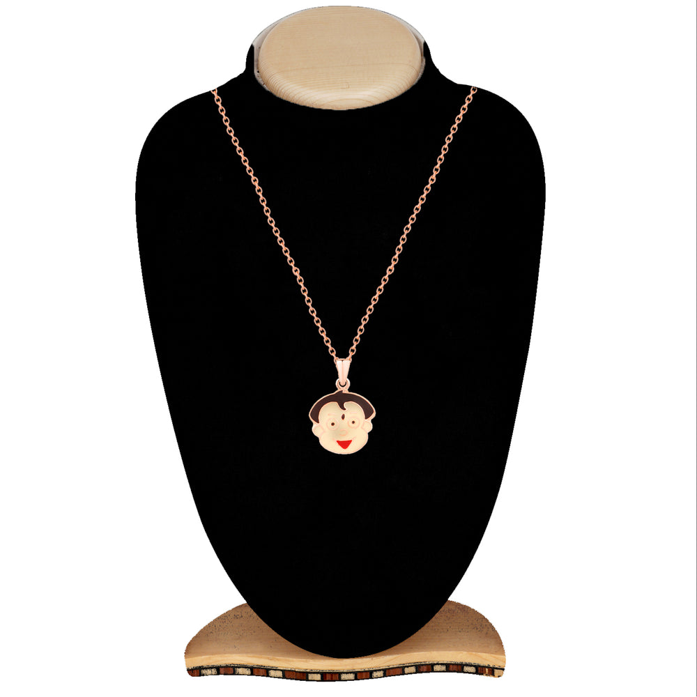 Cartoon Meenakari Work Enamel Pendant with Chain for Kids