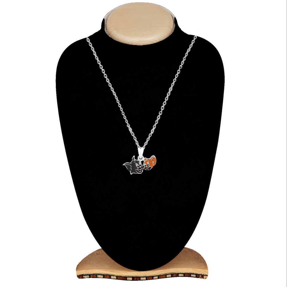 Cartoon Meenakari Work Enamel Pendant with Chain for Kids