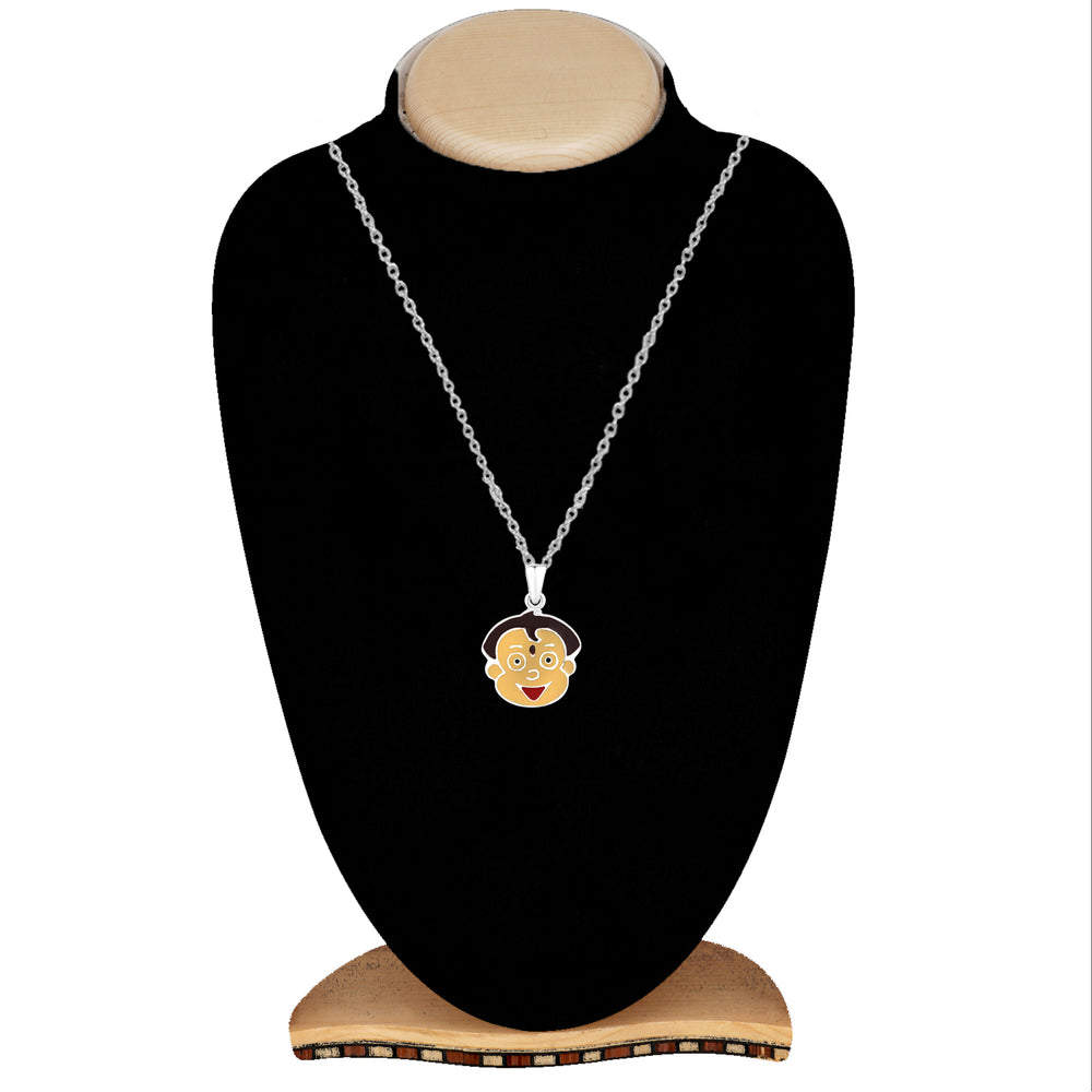 Cartoon Meenakari Work Enamel Pendant with Chain for Kids