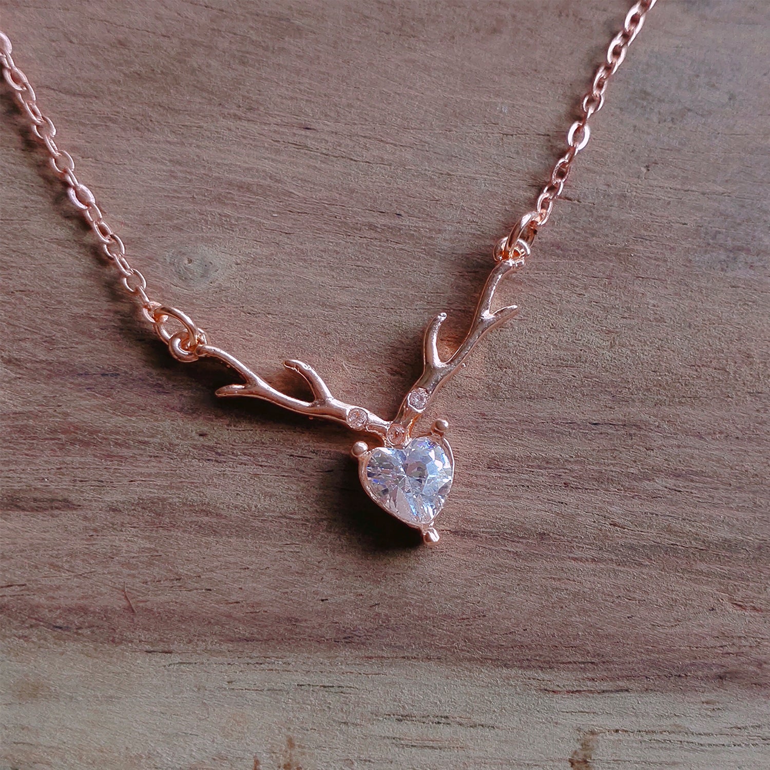 Deer Heart Shaped Pendant with Chain