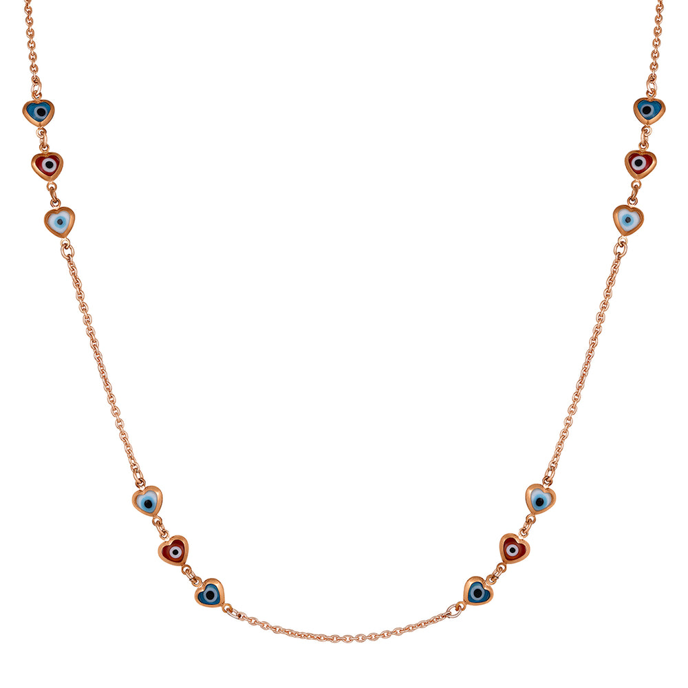 Multicolor Evil Eye and Heart Necklace