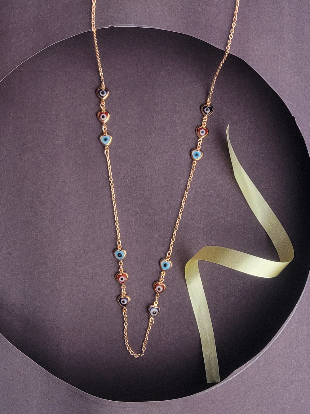 Multicolor Evil Eye and Heart Necklace