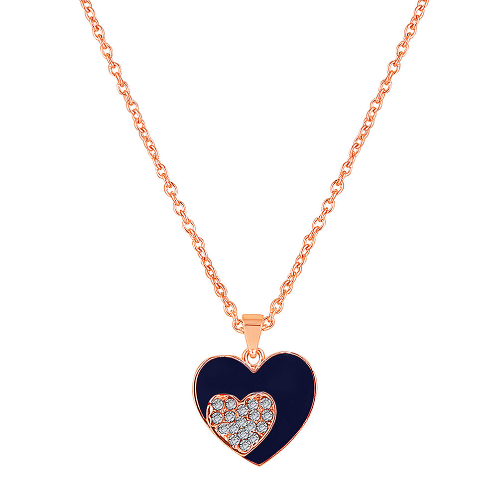 Red Meenakari Work and Crystals Dual Heart Necklace Pendant