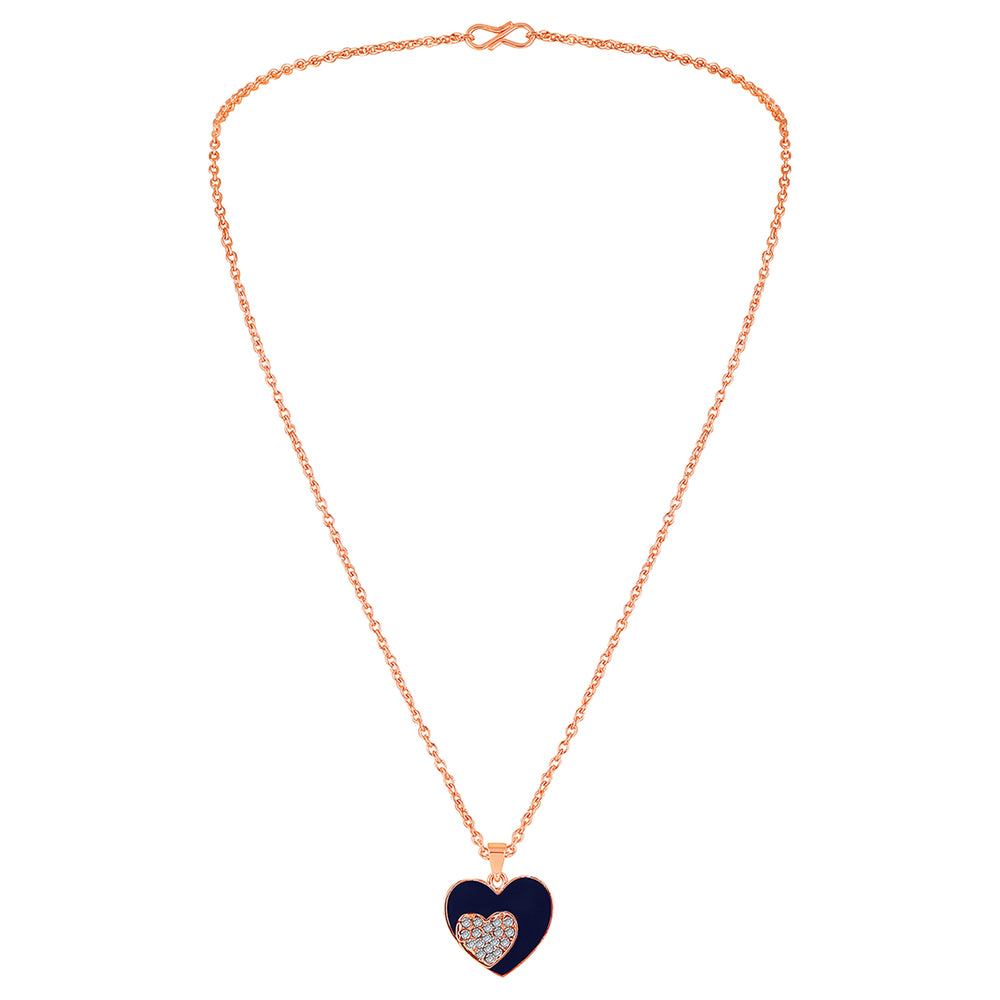 Red Meenakari Work and Crystals Dual Heart Necklace Pendant