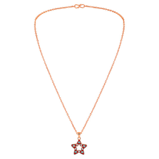 Red Meenakari Work and Crystals Star Necklace Pendant