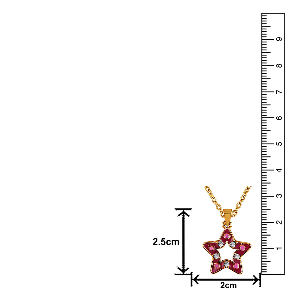 Red Meenakari Work and Crystals Star Necklace Pendant