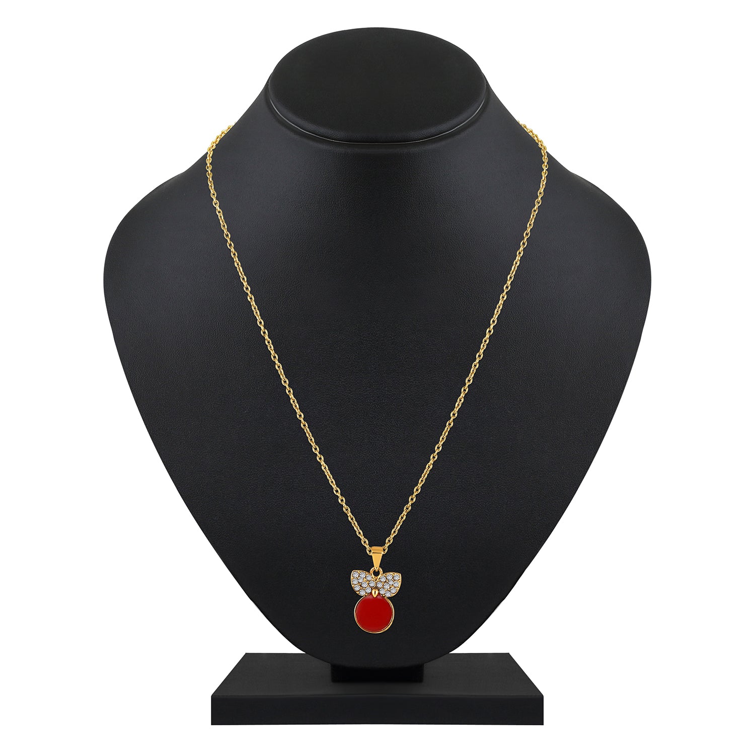 Red Meenakari Work and Crystals Cute Necklace Pendant