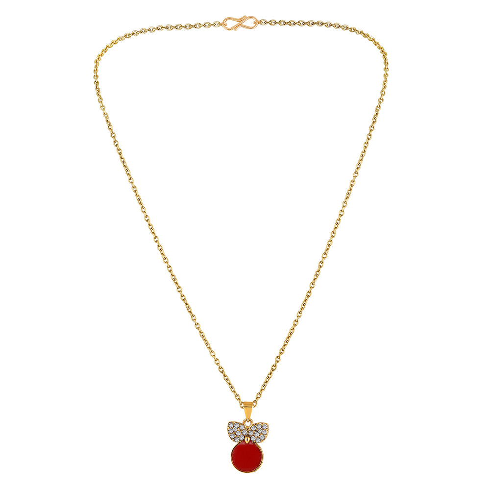 Red Meenakari Work and Crystals Cute Necklace Pendant