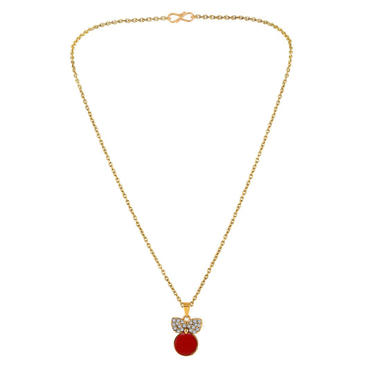 Red Meenakari Work and Crystals Cute Necklace Pendant