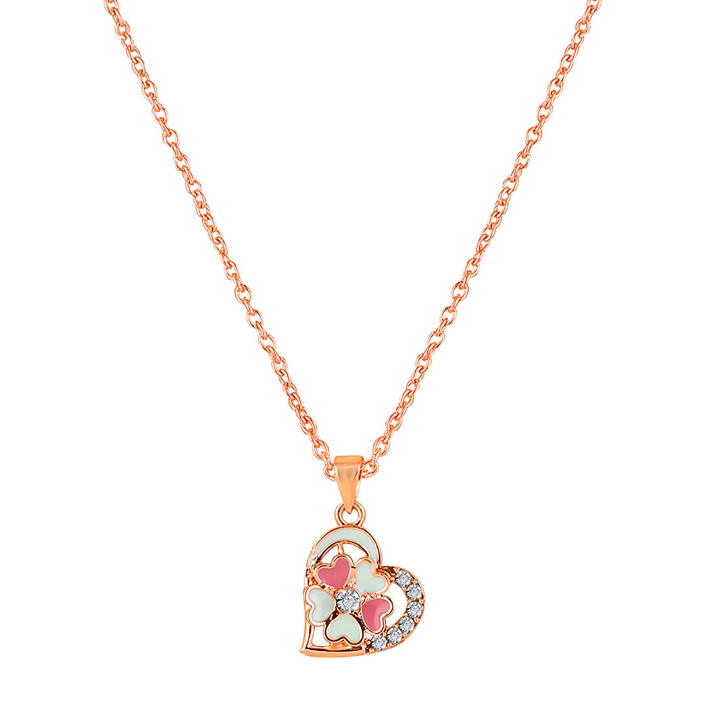 Purple Meenakari Work and Crystals Floral Heart Necklace Pendant