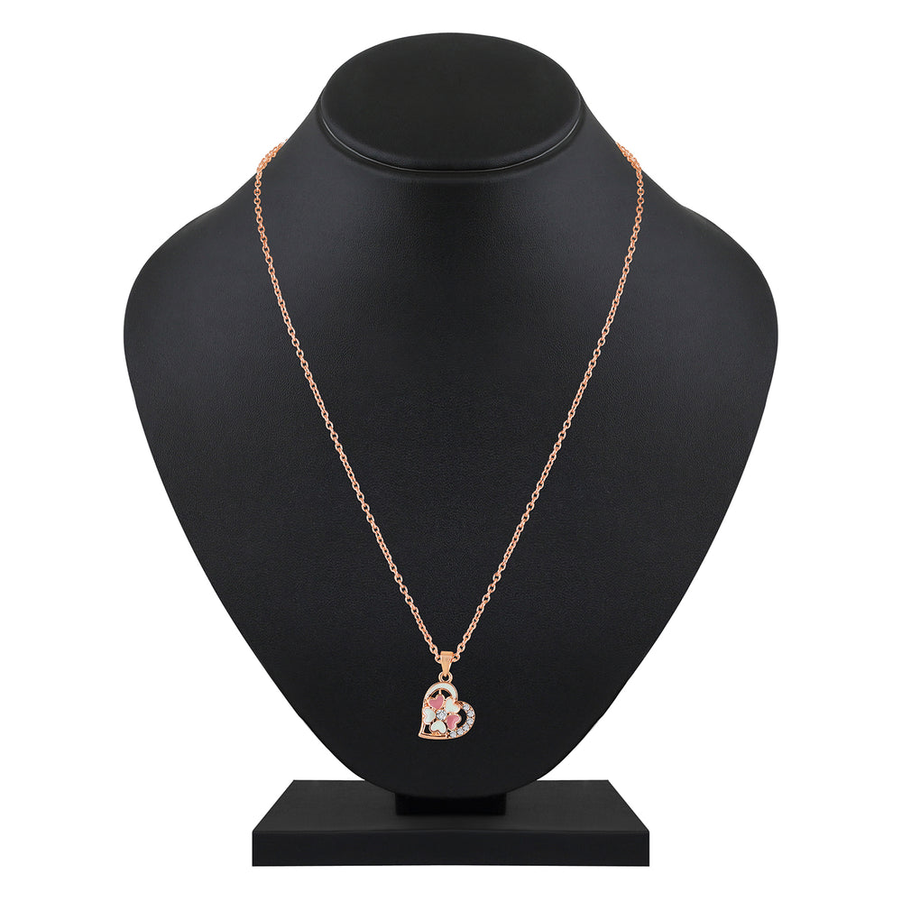 Purple Meenakari Work and Crystals Floral Heart Necklace Pendant