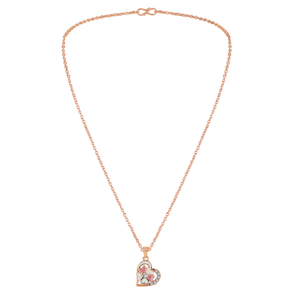 Purple Meenakari Work and Crystals Floral Heart Necklace Pendant