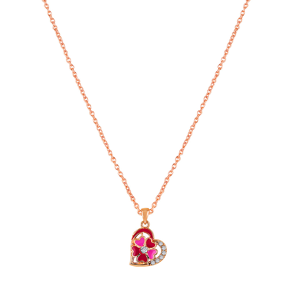Purple Meenakari Work and Crystals Floral Heart Necklace Pendant