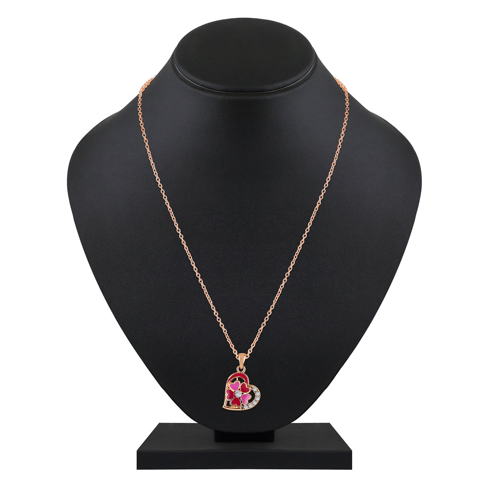 Purple Meenakari Work and Crystals Floral Heart Necklace Pendant
