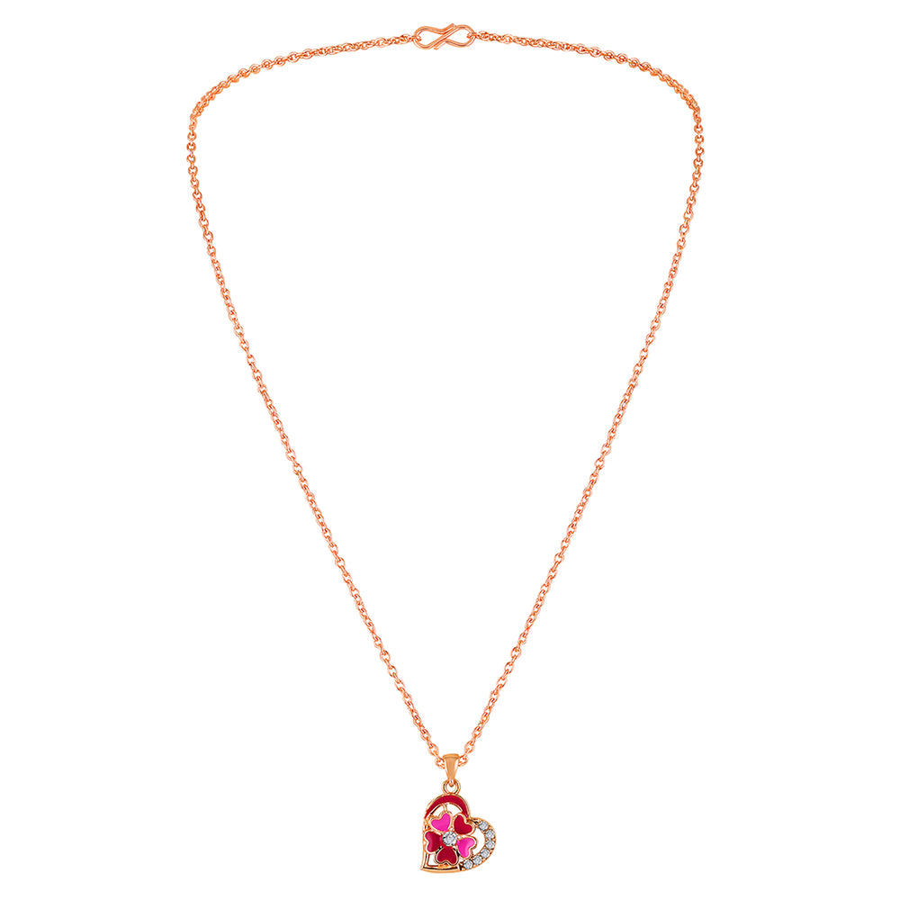 Purple Meenakari Work and Crystals Floral Heart Necklace Pendant