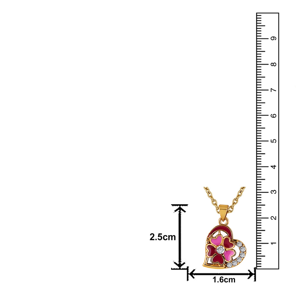 Purple Meenakari Work and Crystals Floral Heart Necklace Pendant