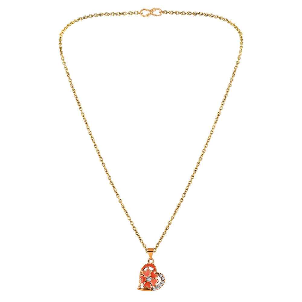 Purple Meenakari Work and Crystals Floral Heart Necklace Pendant