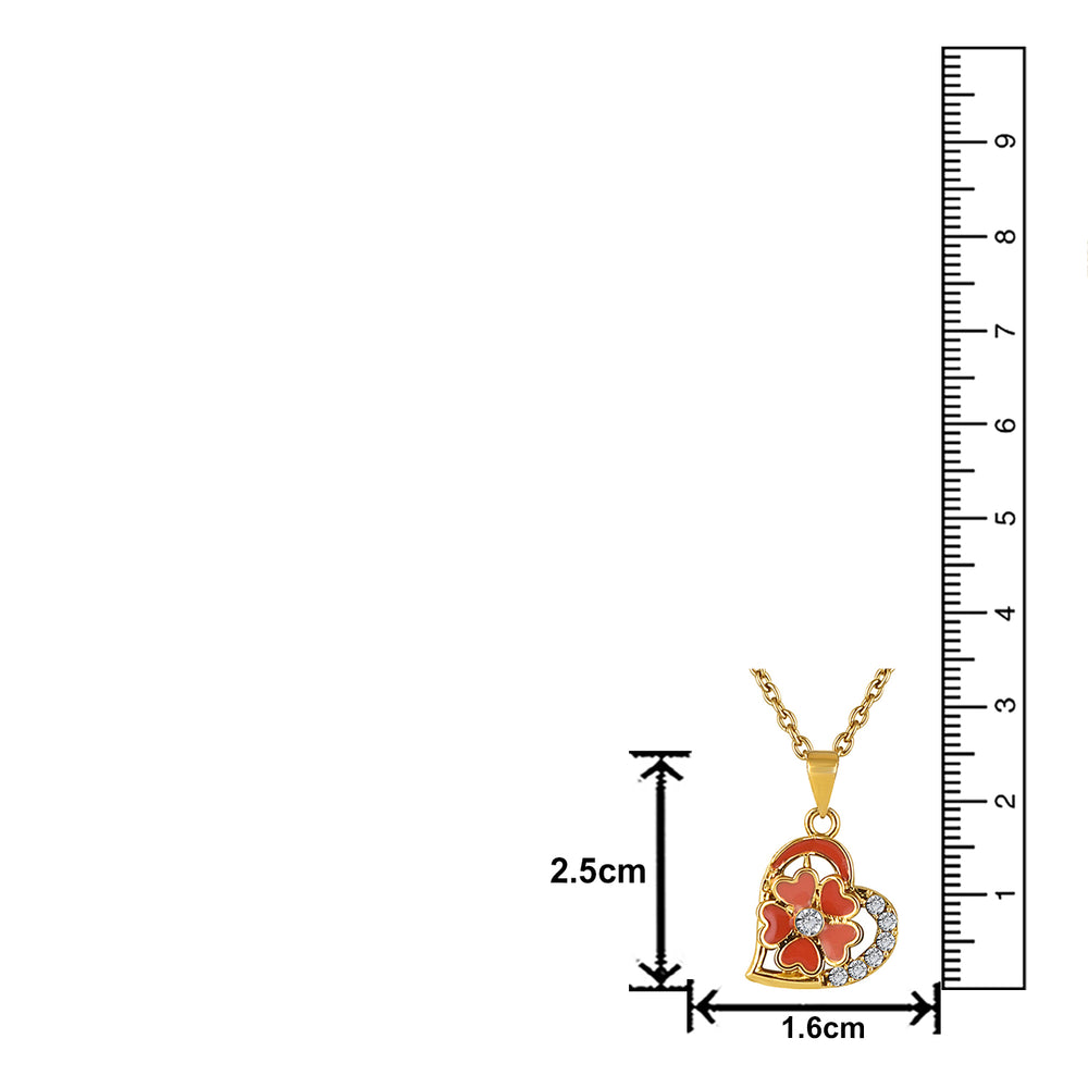 Purple Meenakari Work and Crystals Floral Heart Necklace Pendant