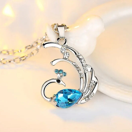Dancing Peacock-Shaped Pendant Necklace