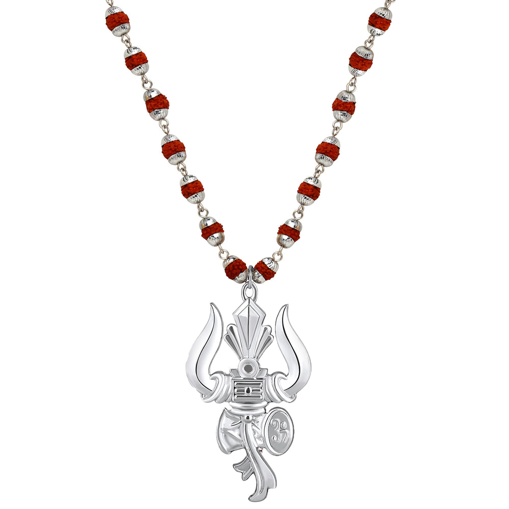 Lord Shiva Trishul & Damroo Pendant with Mala