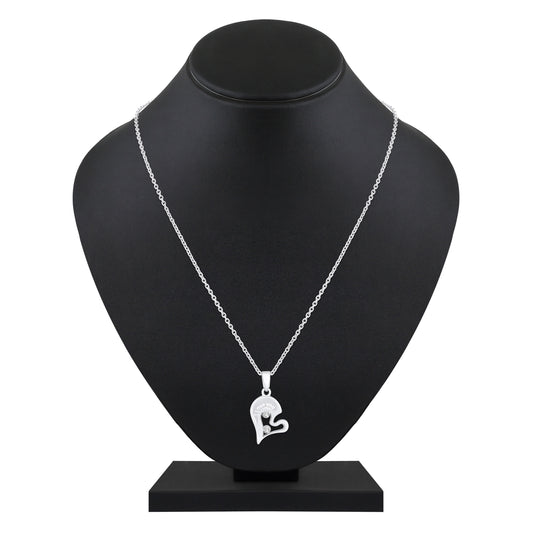 I LOVE YOU Engraved Broken Heart Pendant Necklace