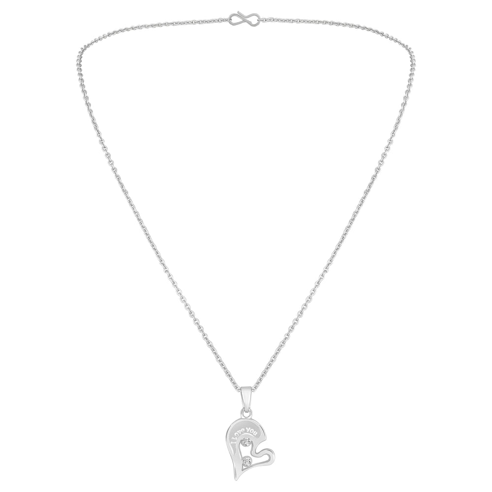 I LOVE YOU Engraved Broken Heart Pendant Necklace