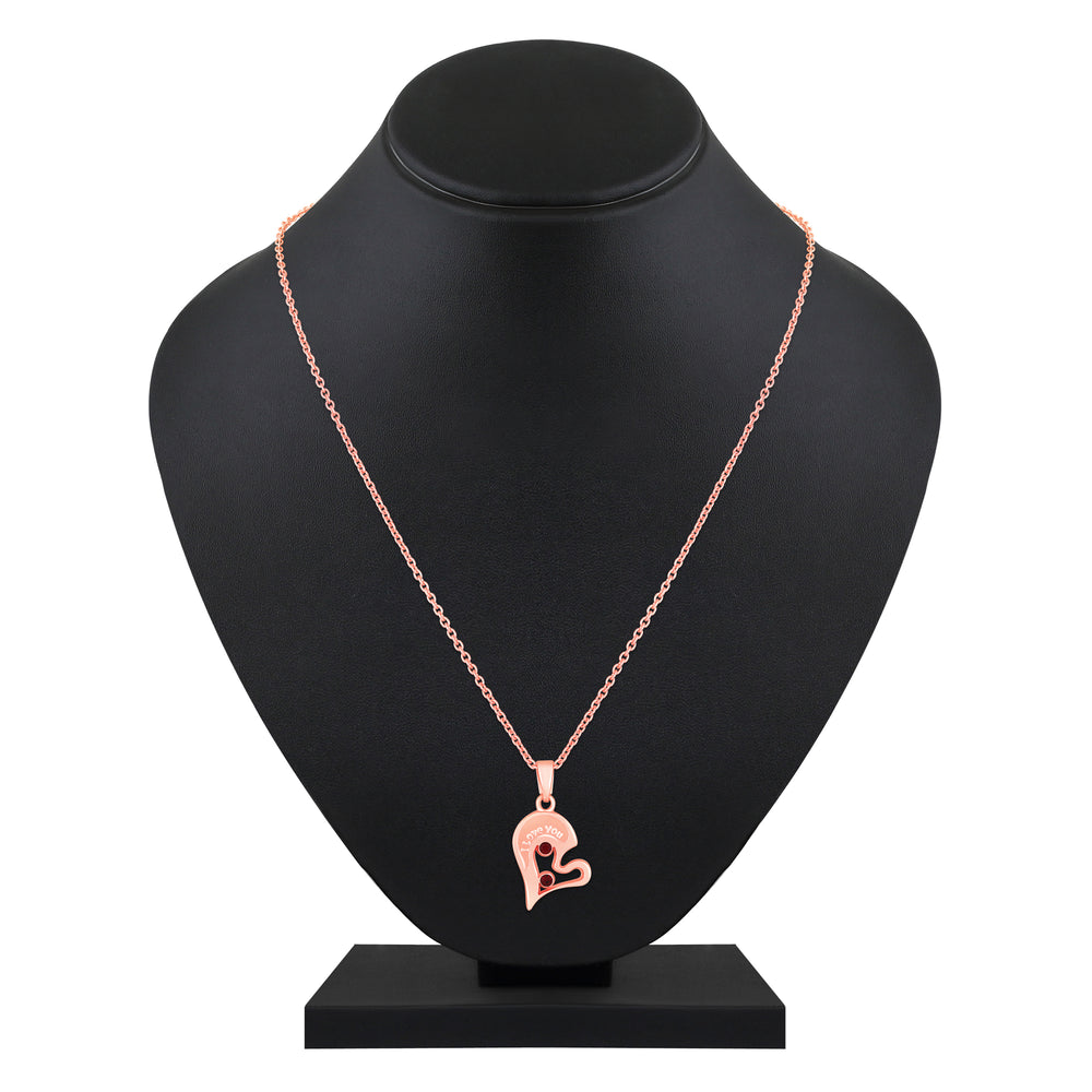 I LOVE YOU Engraved Broken Heart Pendant Necklace