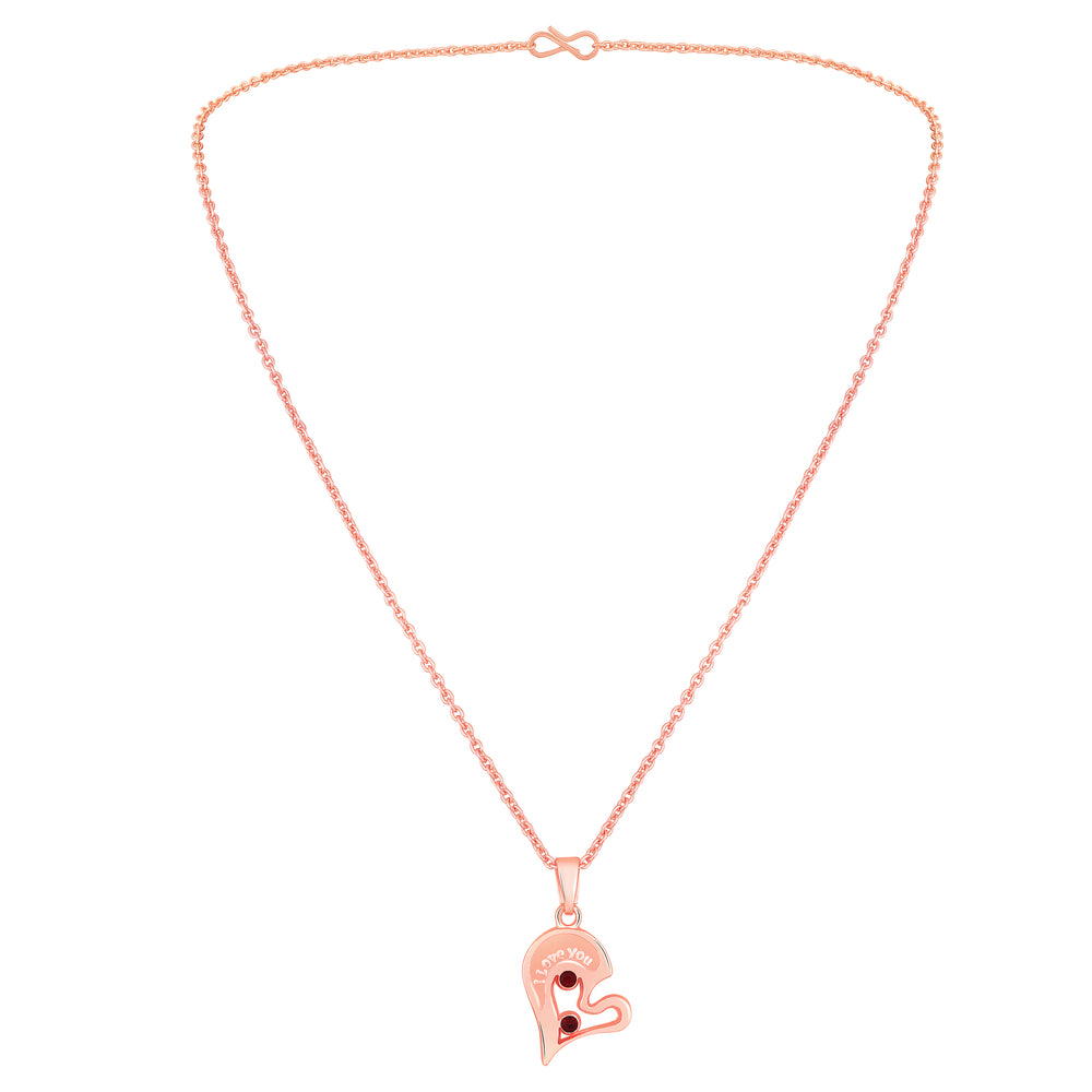 I LOVE YOU Engraved Broken Heart Pendant Necklace