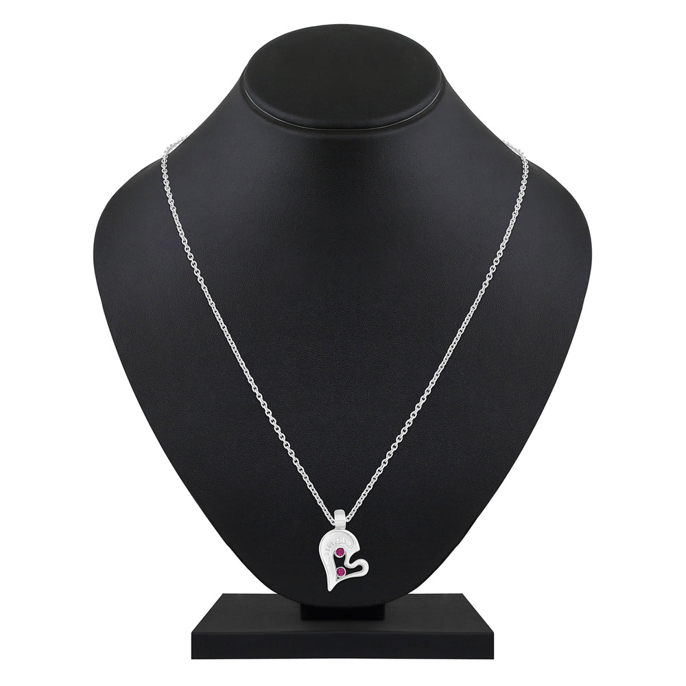 I LOVE YOU Engraved Broken Heart Pendant Necklace