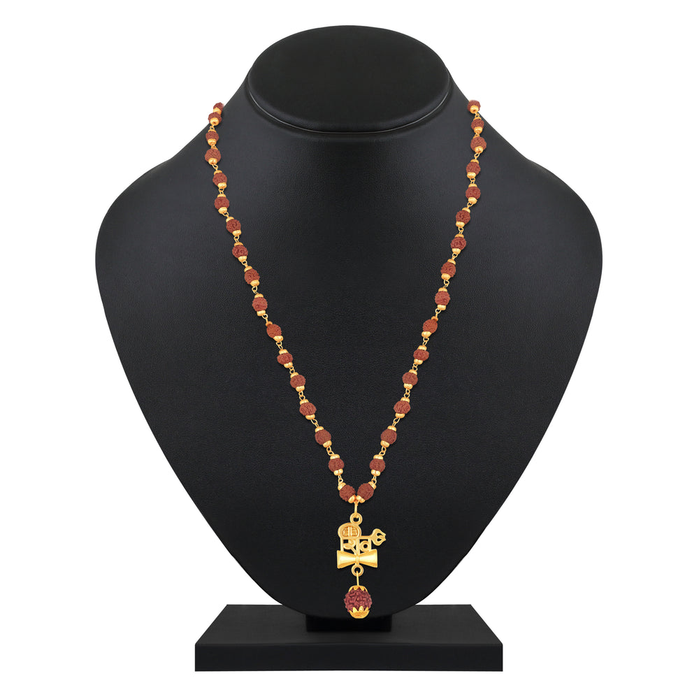 Shiva Trishul and Damaru Pendant with Mala