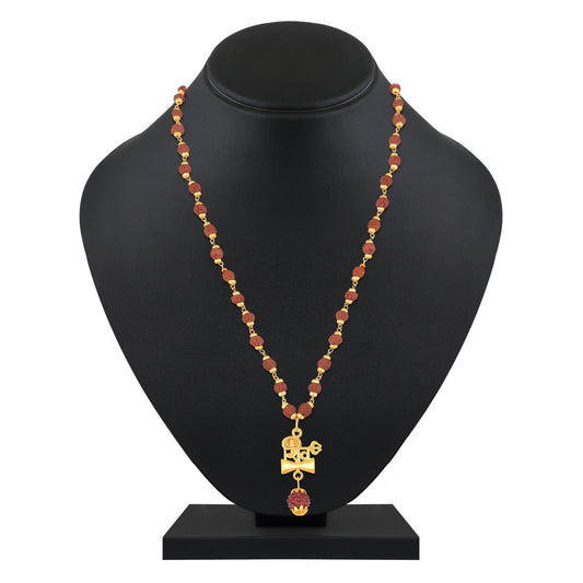 Shiva Trishul and Damaru Pendant with Mala